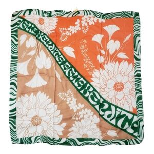 Agua Bendita Lexi Kaaw Floral Bandana Scarf Orange/Green One Size NWT 🧡💚